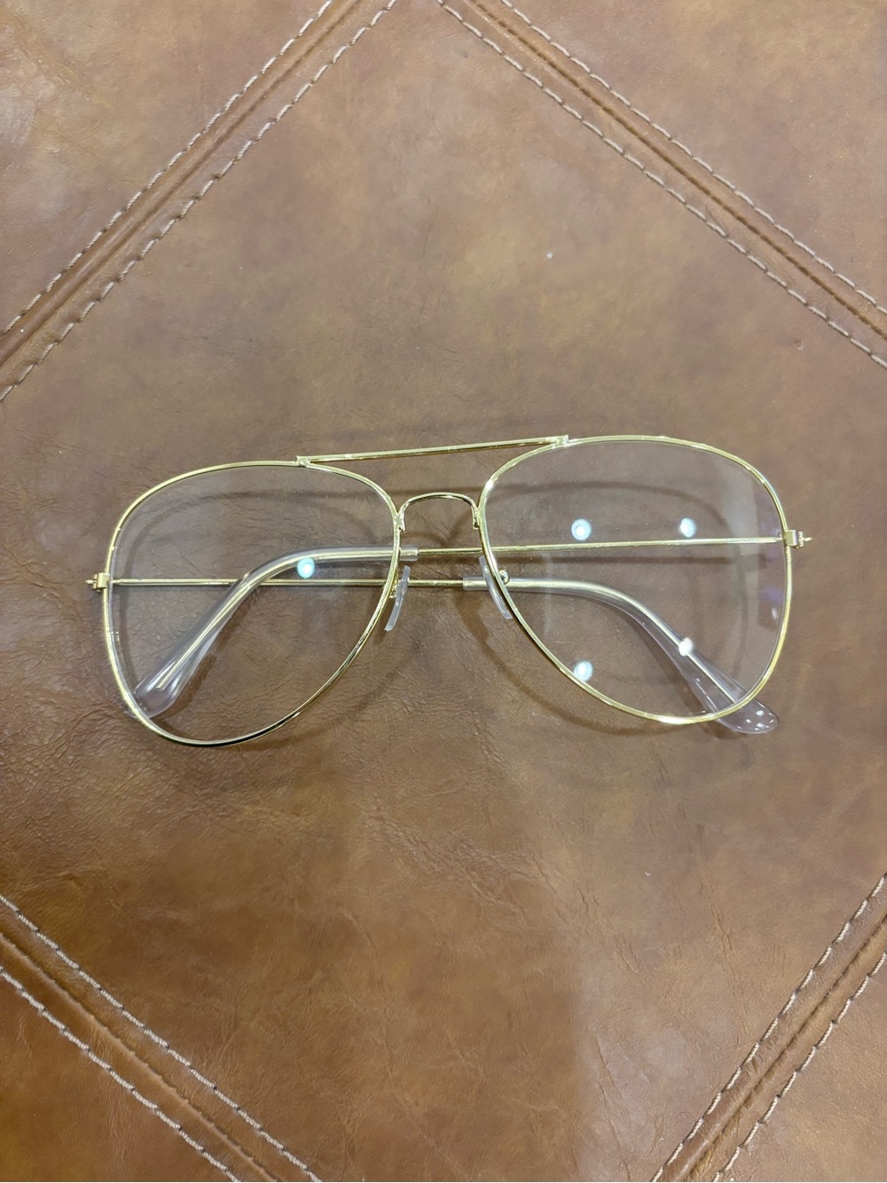 Gold Aviator Glasses - Clear Lenses